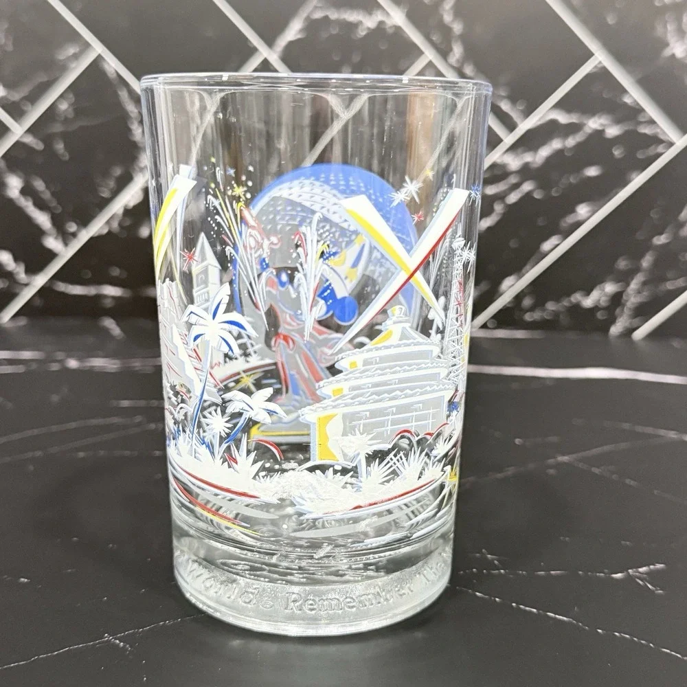 Disney World 25th Anniversary‎ Mickey Glass Epcot Remember The Magic Cup